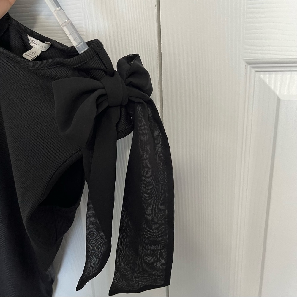 Cato size XL black ribbed tank with ribbons on shoulders - Picture 7 of 10